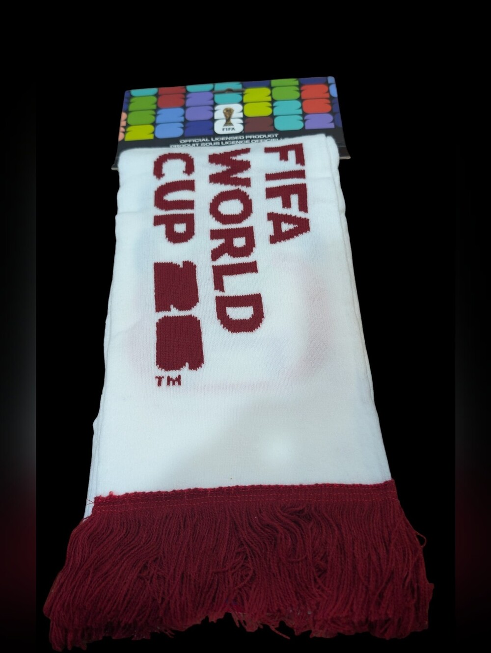 Fifa World Cup White and Maroon Winter Scarf Nwt